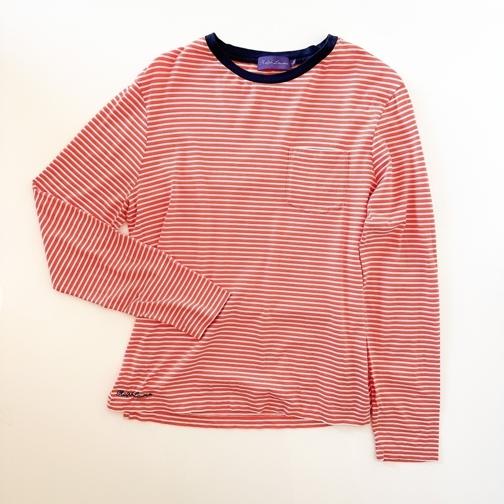 Ralph Lauren Purple Label Brenton Stripped Orange/White Crew w/Pocket - Small